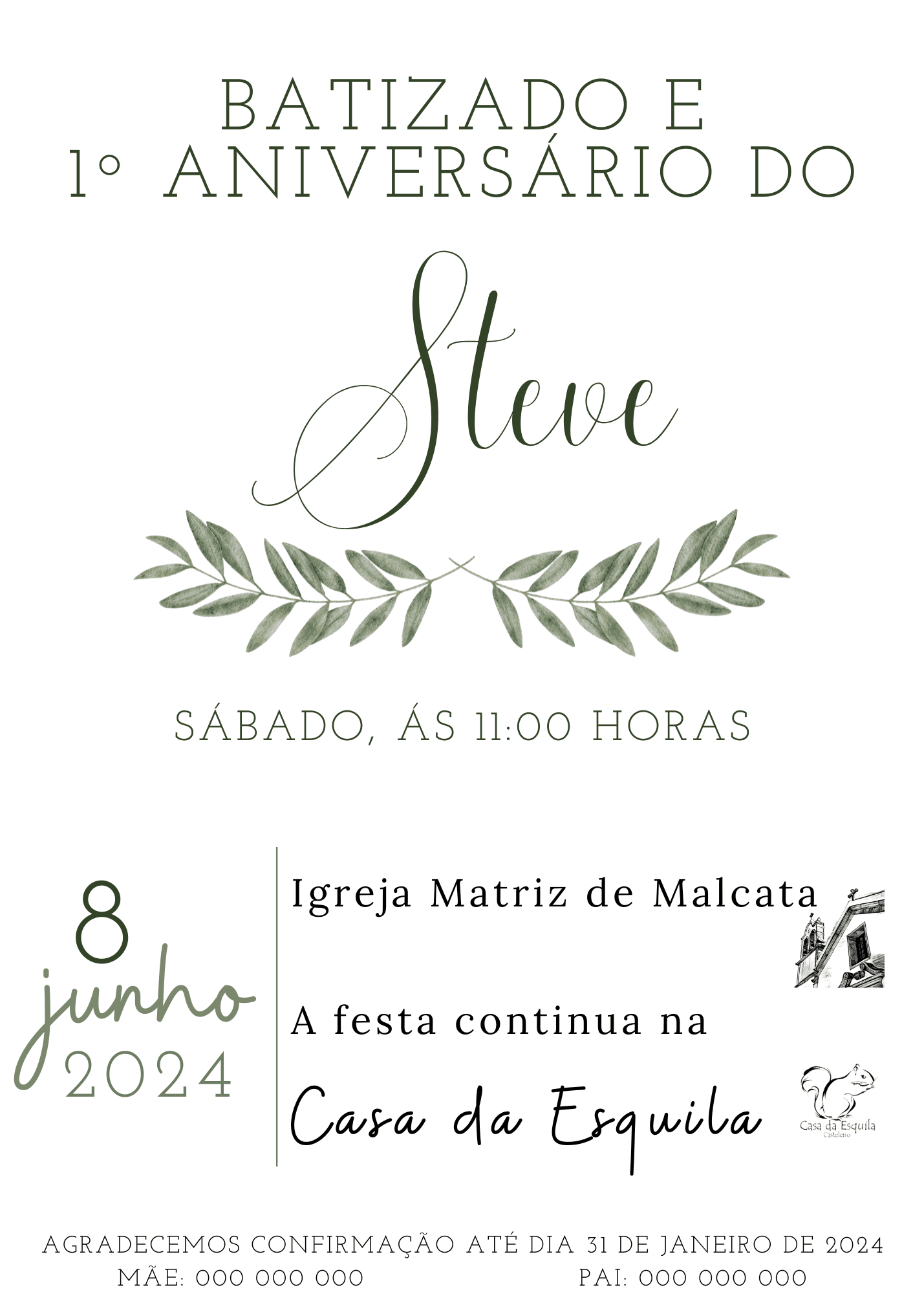 Convite Batizado – Oliveira