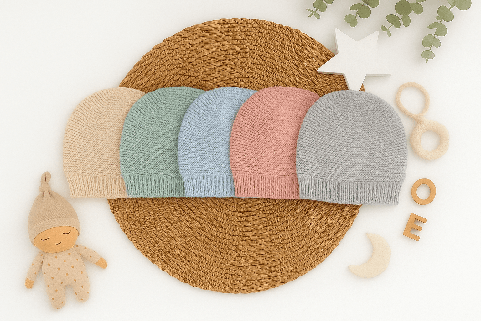 Gorro de Malha para Bebé com Laço